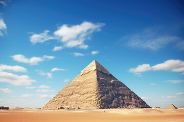 The Great Pyramid against a clear blue sky.