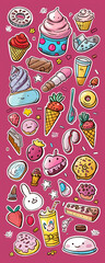 Naklejka premium Collection of Cute Dessert and Sweet Treat Illustrations