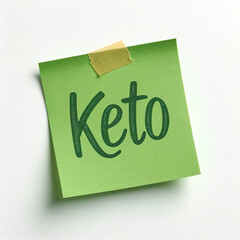 Keto Diet Note: Handwritten Reminder on Green Post-It