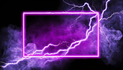 Dark Delight: Decorative Frame with Violet Smoke & Lightning