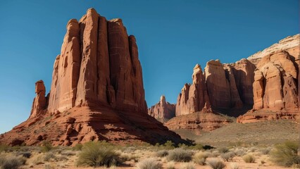 Fototapeta premium Desert scene with red rock formations