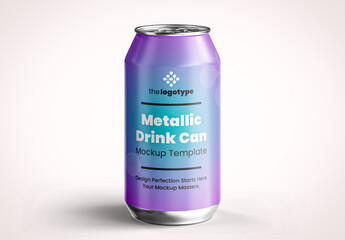 Metallic Drink Can Mockup with no Background