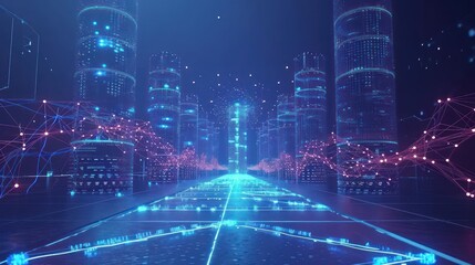 futuristic genetic research cityscape, with secure data towers, virtual genetic networks, and a watchful AI overseeing the safeguarding of genetic information