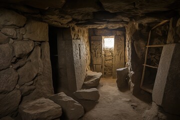 Interior shots of the burial chambers.