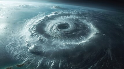 massive hurricane swirling over the ocean, showcasing the intensity and scale of natural phenomena
