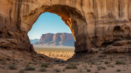 Spectacular natural arch formation in a desert landscape