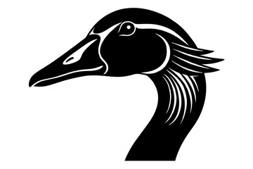 Graceful Goose Head Silhouette: Vector Logo Art, Icons, and Graphics Illustration design