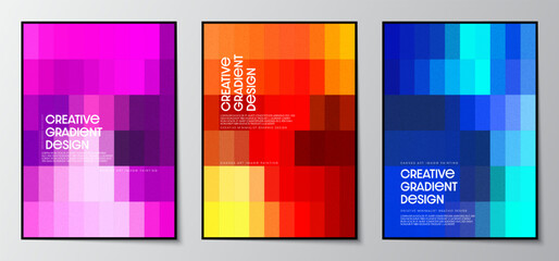 Pixels mosaic pattern gradient colorful abstract background set. Pastel Color graphic design for Covers, Posters and brochures.Vector illustration.