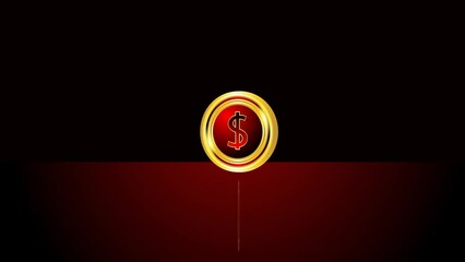 3d gold coin dollar sign rotating effect green screen background - Powered by Adobe