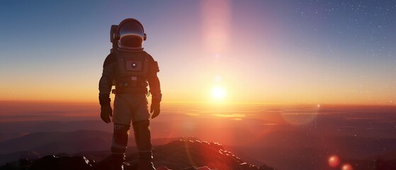 Spacecraft, Exploration gear, Brave pioneer, Surveying uncharted galaxies, Clear skies, Realistic image, Spotlight, Chromatic aberration, Silhouette shot - obrazy, fototapety, plakaty