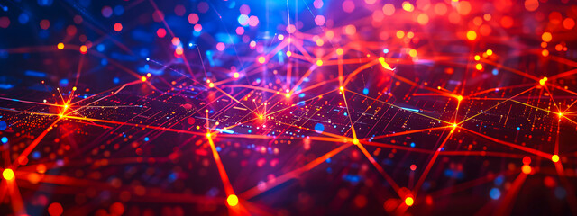 Futuristic digital connectivity, abstract technology network with data and binary codes