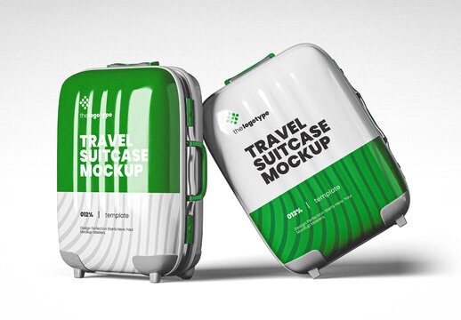 Set of two Travel Suitcases Mockup