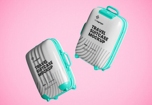 Floating Travel Suitcases Mockup