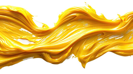Mustard spread in a zigzag pattern isolated on transparent white background