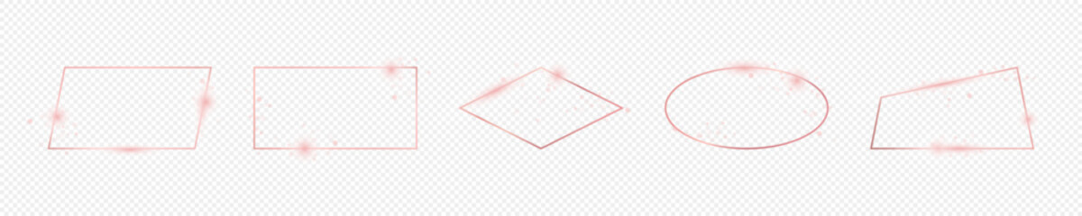 Rose gold glowing different geometric shape frame