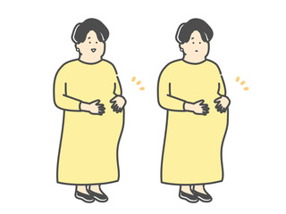 Obraz premium 妊婦さんの全身イラスト