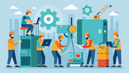 Precision and speed combine as a team of workers utilize advanced equipment to streamline maintenance tasks.