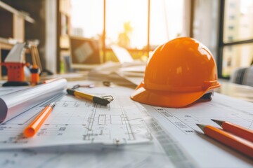 Construction and structure of Engineer meeting for project working Engineer Building construction site collaboration concept copy space for text and design