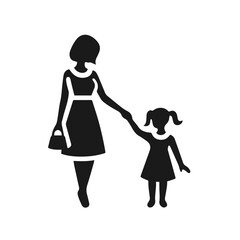 Family Flat Icon Black and White Vector Graphic
