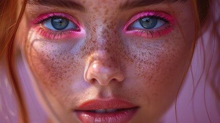 Elegant woman with soft makeup posing in a pink silk dress, exuding luxury and femininity.