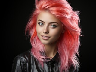 A woman with color hair and a color jacket