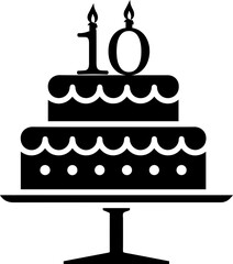 10 numbering birthday cake icon