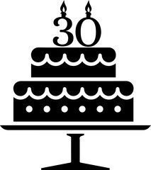 30 numbering birthday cake icon