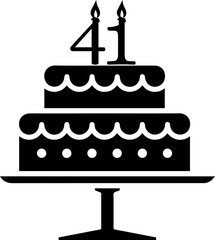 41 numbering birthday cake icon