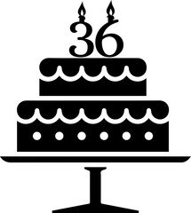 36 numbering birthday cake icon
