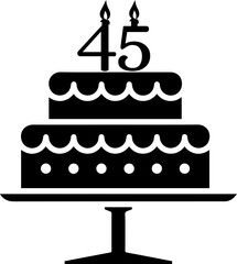 45 numbering birthday cake icon