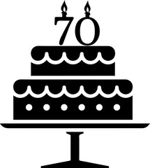 70 numbering birthday cake icon