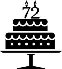 72 numbering birthday cake icon