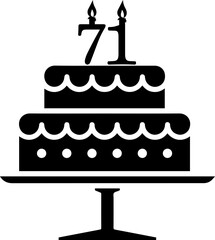 71 numbering birthday cake icon