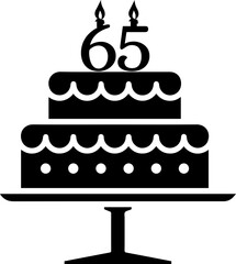 65 numbering birthday cake icon