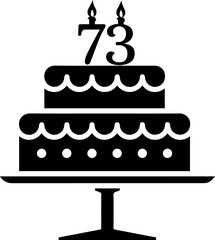 73 numbering birthday cake icon