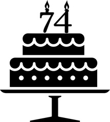 74 numbering birthday cake icon