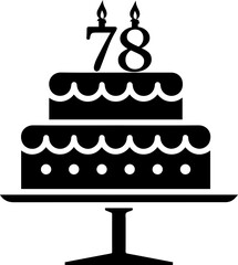 78 numbering birthday cake icon