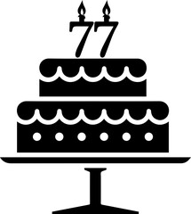 77 numbering birthday cake icon