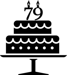 79 numbering birthday cake icon