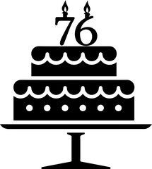 76 numbering birthday cake icon