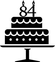 84 numbering birthday cake icon
