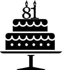 81numbering birthday cake icon