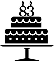 83 numbering birthday cake icon