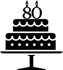 80 numbering birthday cake icon