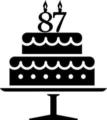 87 numbering birthday cake icon