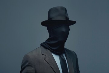 Portrait of The Invisible man on grey background