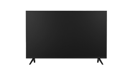 Large modern black TV on transparent background.