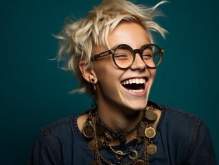 A young girl in a costume with a hat and a bow tie is smiling