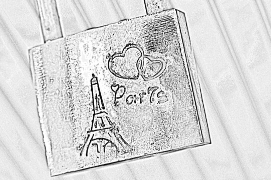 Paris, France. Eiffel tower in Paris. Black and white.