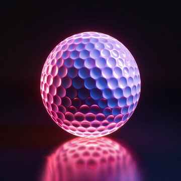 Illuminated neon sphere with honeycomb pattern